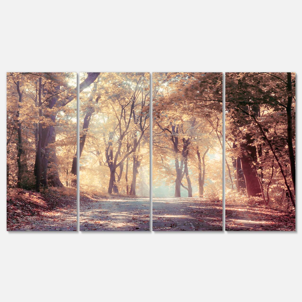 Designart - Golden Autumn Beautiful Forest - Landscape Canvas Art Print